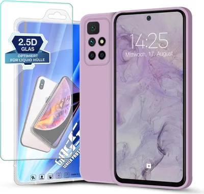 Produktbild von Hülle für Xiaomi Redmi 10 mit 9H Displayglas Displayschutz Case Cover Bumper Silikon Softgrip Schutzhülle Farbe: Lila