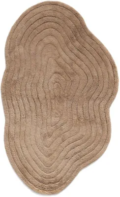 Image de Tapis de bain Unyqoos® 50 x 80 cm – à poils, 100% coton, beige (couleur neutre), motif 3D organique, base antidérapante, lavable à 30°C