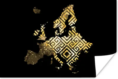 Produktbild von MuchoWow® Poster Karte Europa - Muster - Gold 180x120 cm - Fotoplakat
