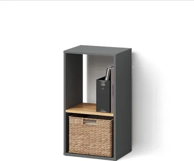 Image de Bibliothèque Livinity Lorena Anthracite/chêne doré avec 2 compartiments, Model 57377