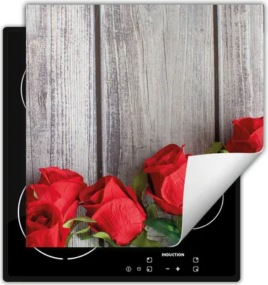 Produktbild von DarHaus Herdabdeckplatte 60x52 cm Anti Rutsch Matte Aufrollbar, rot - Rosen