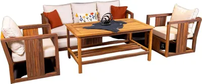 Image de Salon de jardin Canapé Table basse Fauteuil Résistant à l'eau Beige