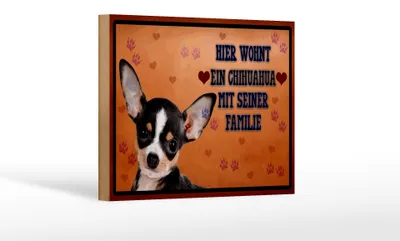 Produktbild von Holzschild Spruch 18x12cm Hund hier wohnt ein Chihuahua