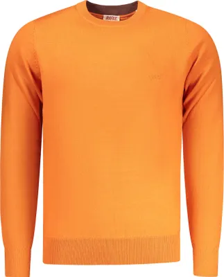Immagine prodotto di Maglione da uomo arancione: maglia a maniche lunghe con collo rotondo e ricamo