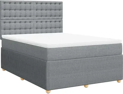 Productafbeelding van vidaXL Boxspringbed met matras, lichtgrijs, 140x190 cm, gestoffeerd