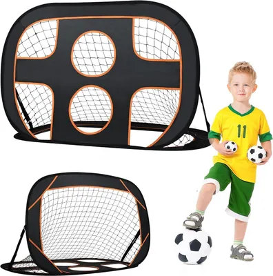 Produktbild von JOIEYOU 2 in 1 Fussballtore für Garten Kinder Fußballtor Pop-Up mit Torwand Faltbar Fussball Tor inkl. Tragetasche Sport Kickback für Garten Indoor-Outdoor, 121x80cm