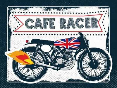 Produktbild von vianmo Holzschild 30x40 cm Motorcycle Cafe Racer Motorrad UK Auto Garage Werkstatt