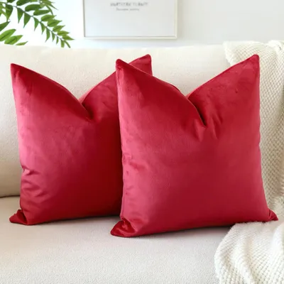Immagine prodotto di Set di 2 federe in velluto, 40x40 cm, colore rosso