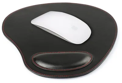 Produktbild von Leder-Mauspad oval mit Handgelenkauflage (Schwarz)