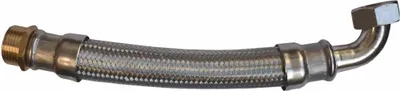 Produktbild von DN25 DVGW Panzerschlauch m. Edelstahlumflechtung 1" AG  x 1" ÜM Bogen 1000 mm