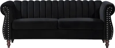 Produktbild von Chesterfield-Sofagarnitur - 3-Sitzer & 2-Sitzer - Samt - Schwarz - TRUMBO