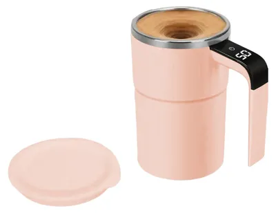 Produktbild von Magnetischer Kaffeebecher mit Selbstumrührfunktion und Temperaturanzeige, aus Edelstahl 304, auslaufsicher