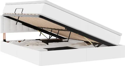 Produktbild von vidaXL Bett mit Stauraum und LED Reinweiß 160 x 200 cm Kunstleder