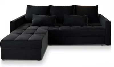 Produktbild von Masseno Ecksofa KOS PIK mit Schlaffunktion L-Form, Sofa mit Bettkasten, Wohnzimmersofa, Couch, Soffa, Bettsofa, Couchgarnitur- Schwarz, KRONOS 07