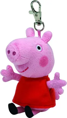 A plush toy keychain of Peppa Pig.