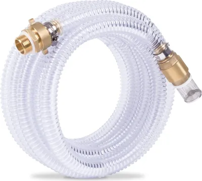 Produktbild von Vonroc Saugschlauchset für Wasserpumpen / Spiralsaugschlauch - 7m x 25mm, 1'' - Universal
