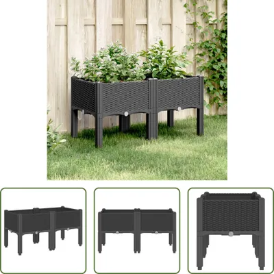 Zdjęcie produktu dla The Living Store Sadzarka z nogami czarna 80x40x42 cm PP
