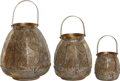 Immagine prodotto di Set di portacandele Home ESPRIT Oro Metallo 25 x 25 x 28 cm