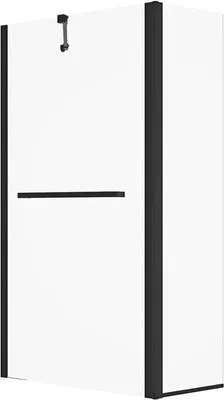 Produktbild von Badewannenabtrennung mit Handtuchhalter und schwenkbarem Rücken in Mattschwarz - (70 + 30) x 140 cm - PRIMAEL
