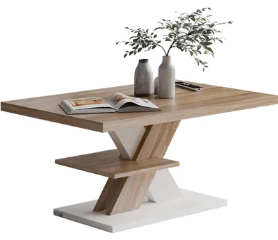 Produktbild von CASARIA® Couchtisch Weiß Eiche Holz Stauraum Ablage Kratzfest Modern Rechteckig 50kg Belastbar Beistelltisch Wohnzimmer Couch Tisch Detroit 90x60cm