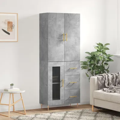 Produktbild von vidaXL Highboard Betongrau 69,5x34x180 cm Holzwerkstoff