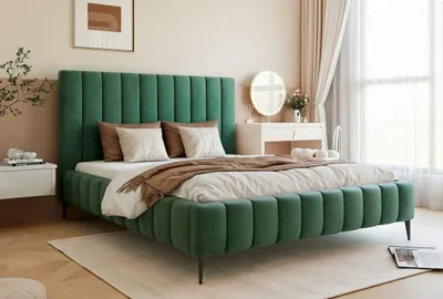 Produktbild von Polsterbett s Bett "MAGNUS" mit hohem Kopfteil und praktischem Stauraum