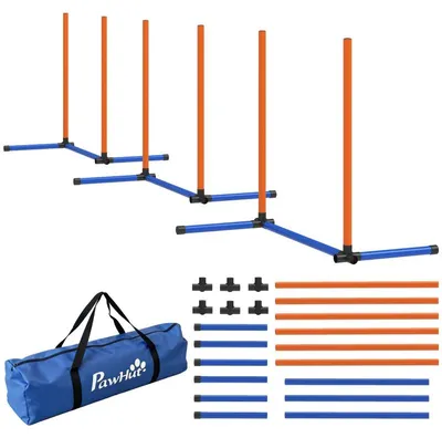 Produktbild von Agility Set Hunde 3-teiliges Trainingsset Slalomstangen Orange
