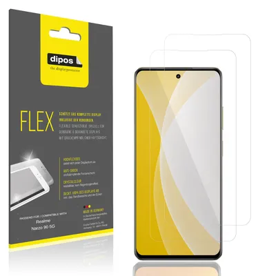 Immagine prodotto di 2x Pellicola protettiva per Realme Narzo 90 5G, rivestimento al 100%, Protezione dipos Flex