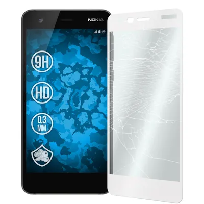 Produktbild von 2er-Pack PhoneNatic Glas-Folie klar full-screen weiß kompatibel mit  Nokia 2 - Panzerglas für Nokia 2