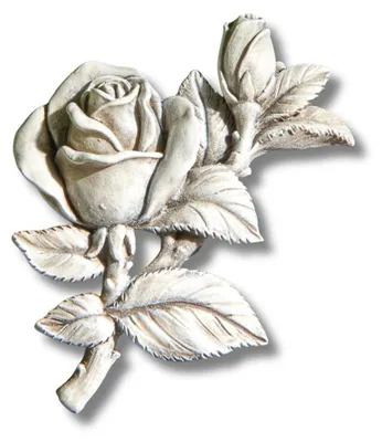 Grabrose aus Polyresin, wetterfest, 11x7x2 cm, beige