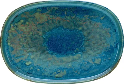Produktbild von Servierplatte - Hellblau - Weiß seidenmatt - 33 x 22,5 cm - Steinzeug - mit Reaktivglasur