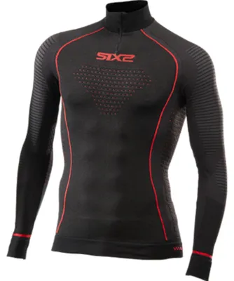 Zdjęcie produktu dla SIXS Koszulka funkcyjna z długim rękawem i kołnierzykiem Blazefit TS13W czarno-czerwona Rozmiar: M/L