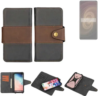 Produktbild von K-S-Trade Handyhülle Schutzhülle Hülle Bookstyle Wallet-Case kompatibel mit ZTE Axon 60 Ultra Bumper Rundumschutz schwarz-braun 1x