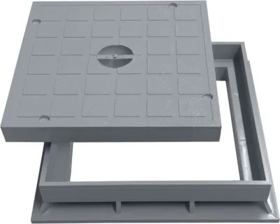 Produktbild von Marley Schachtdeckel mit Rahmen 20x20cm für Einlaufschacht Schachtabdeckung Kanaldeckel PVC