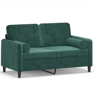 Produktbild von 2-Sitzer-Sofa mit Zierkissen Dunkelgrün 120 cm Samt