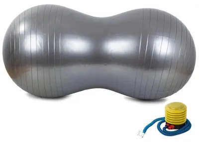 Produktbild von Verk 14285: Gymnastikball, geformt, 45 x 90 cm, mit Luftpumpe, silberfarben