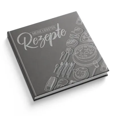 Produktbild von itenga Rezeptbuch Grau "Meine liebsten Rezepte" Kochbuch 88 Seiten 21x21cm