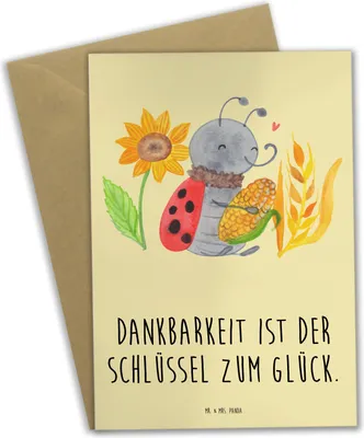 Produktbild von Mr. & Mrs. Panda Beileidskarte Erntedankfest Dankbarkeit - Gelb Pastell - Geschenk, hochzeitskarten, Grußkarte, einladungskarten, Freunde, einzigartige Designs, Events