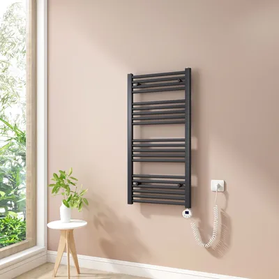 Produktbild von Heilmetz Heizkörper Elektrisches Badheizkörper Handtuchtrockner 100x50 cm Anthrazit mit  Timing Heizstab Handtuchwärmer Ohne heizstab