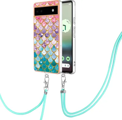 Produktbild von Handykette Hülle für Google Pixel 6A Muster TPU Schutzhülle mit verstellbarem Tragegurt Bunt