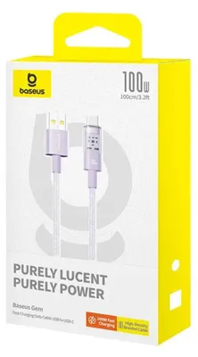 Produktbild von Baseus Gem USB A auf USB C Schnellladekabel 1 m 100 W Lila