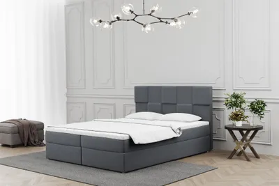Produktbild von Boxspringbett Schlafzimmerbett JOLIE 140x220cm in Stoff Matt Velvet Dunkelgrau