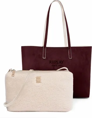 Immagine prodotto di REPLAY borsa shopper borsa a tracolla Shoulder Bag Cream White + Huckleberry avorio bordeaux