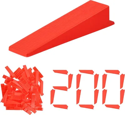 Produktbild von Fliesenkeile, 200 Stück Keile Kunststoff, Laminat Abstandshalter, Zuglaschen, Montagekeile, Nivelierset Fliesen, Fliesenverlegehilfe Set, Fliesen Werkzeug für DIY and Profi