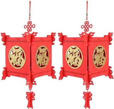 Immagine prodotto di Set di due lanterne rosse - Lampada decorativa - Ideale per interni ed esterni - Lanterna per feste