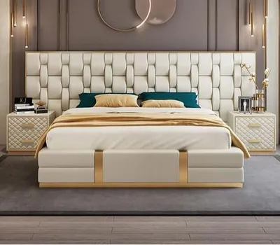 Obrázek produktu pro Čalounění postelí Design dvoulůžkové hotelové postele béžové hotelové novinky