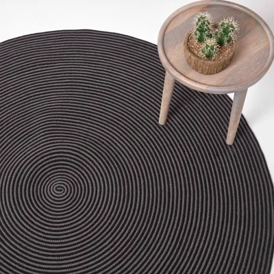 Obrázek produktu pro HOMESCAPES Tkaný kulatý koberec, šedočerný se spirálovým vzorem, 200 cm