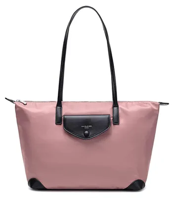 Zdjęcie produktu dla David Jones - Damska torba shopper wykonana z nylonu, idealna jako torebka na ramię lub torba typu tote, kolor różowy