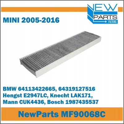 Obrázok produktu pre NewParts MF90068C Kabínový vzduchový filter s aktívnym uhlím, Mini 2005-2016, náhrada za K1239A