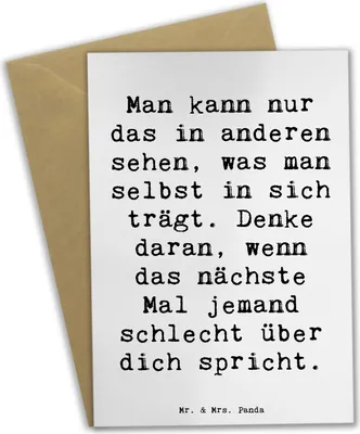 Produktbild von Mr. & Mrs. Panda Grußkarte Spruch Mobbing bewältigen Spiegelbild - Weiß - Geschenk, osterkarte, osterkarten, Mut, Mitgefühl, Kritik, valentinstagskarte, einladungskarten